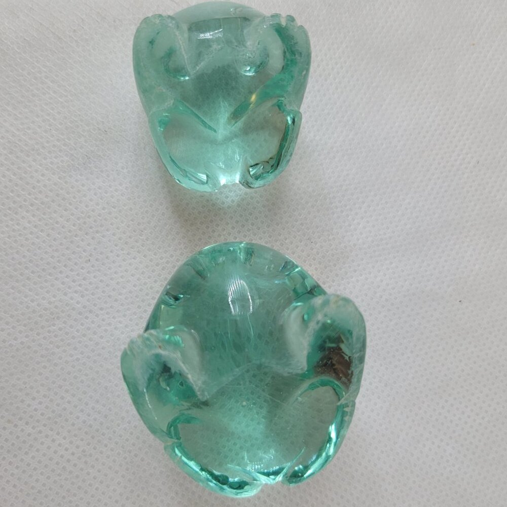 Art Glass Frog Pair - Paperweights or Decor Aqua Blue-Green - Picture 5 of 13